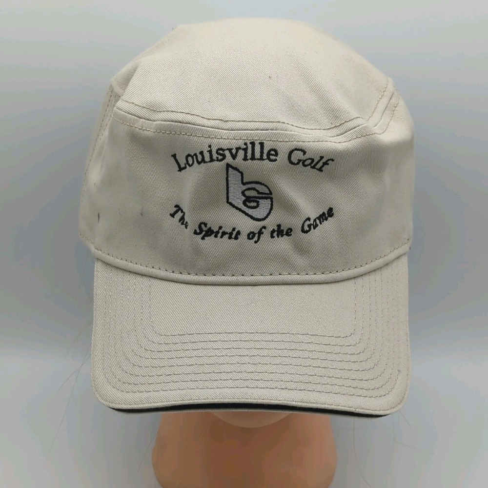 Vintage Louisville Golf Hat Scala Pro Series 3 Panel Cap Beige Handmade OSFM